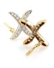 Diamond 'X' Earrings with Milgrain Accent in White and Yellow Gold